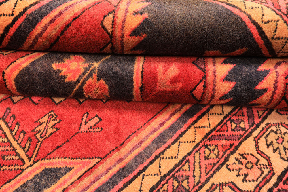 Runner Rust, Charcoal, Rose Color Hand Knotted Bakshaish Wool Traditional Oriental Rug