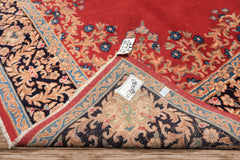 7x10 Red, Navy, Aqua Color Hand Knotted Kerman Wool Traditional Oriental Rug