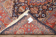 6x9 Navy, Burnt Orange, Ivory Color Hand Knotted Kashmar Wool Traditional Oriental Rug