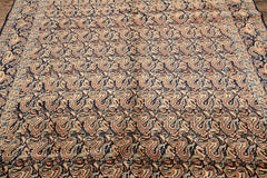 6x9 Navy, Ivory, Blue Color Hand Knotted Khorassan Wool Traditional Oriental Rug