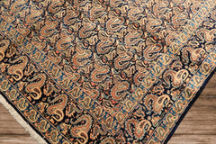 6x9 Navy, Ivory, Blue Color Hand Knotted Khorassan Wool Traditional Oriental Rug