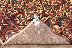 7x10 Ivory, Chocolate, Navy Color Hand Knotted Char Mahal Bhaktiari Wool Traditional Oriental Rug