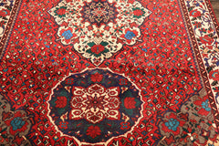 7x10 Red, Ivory, Blue Color Hand Knotted Ghom Wool Traditional Oriental Rug