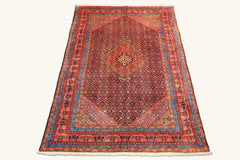 6x9 Navy, Orange, Blue Color Hand Knotted Meshkin Wool Traditional Oriental Rug