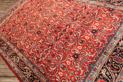 7x10 Red, Midnight Blue, Orange Color Hand Knotted Kashmar Wool Traditional Oriental Rug