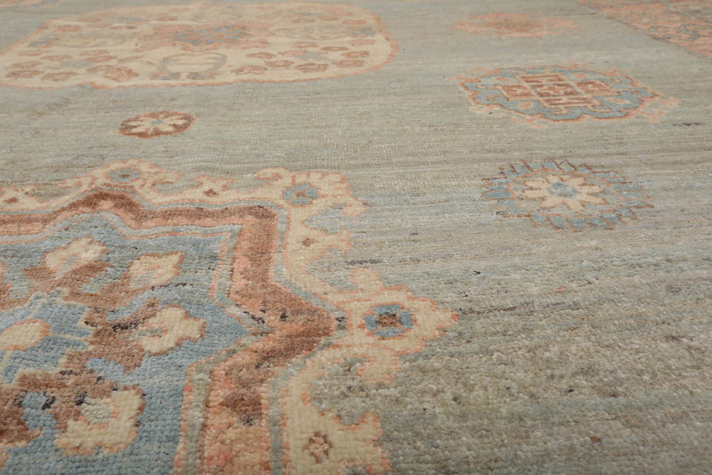 8x10 Mint, Blush, Brown Color Hand Knotted Afghan Oushak 100% Wool Traditional Oriental Rug