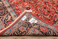 7x10 Red, Midnight Blue, Orange Color Hand Knotted Kashmar Wool Traditional Oriental Rug