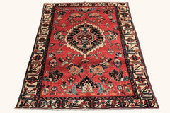 6x9 Red, Ivory, Green Color Hand Knotted Bakhtiari Wool Oriental Rug