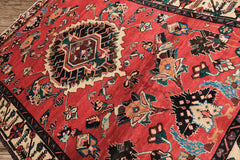 6x9 Red, Ivory, Green Color Hand Knotted Bakhtiari Wool Oriental Rug
