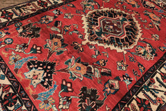 6x9 Red, Ivory, Green Color Hand Knotted Bakhtiari Wool Oriental Rug