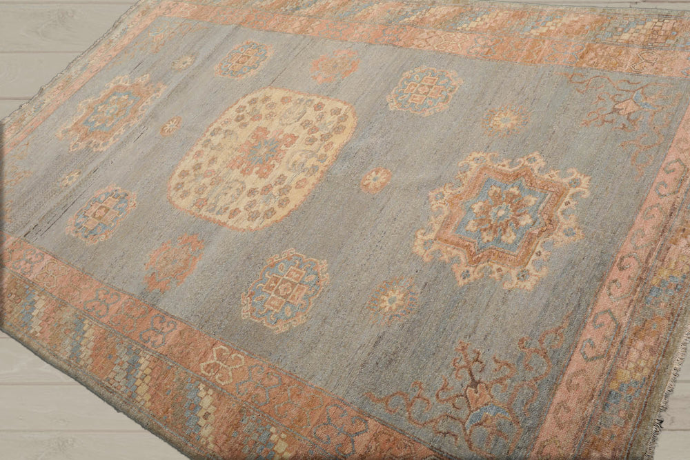 6x9 Mint, Blush, Ivory Color Hand Knotted Afghan Oushak 100% Wool Traditional Oriental Rug