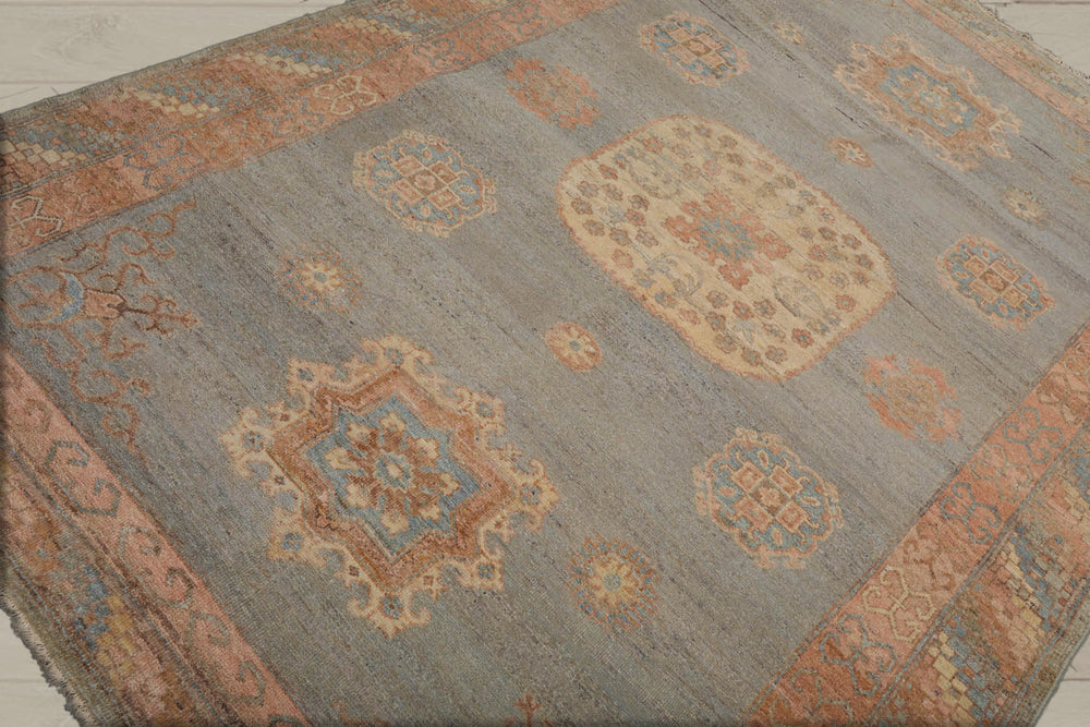 6x9 Mint, Blush, Ivory Color Hand Knotted Afghan Oushak 100% Wool Traditional Oriental Rug