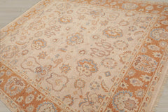 8x10 Tan, Caramel, Taupe Color Hand Knotted Oushak Wool Traditional Oriental Rug