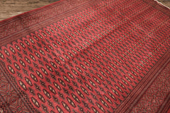 6x9 Rose, Ivory, Charcoal Color Hand Knotted Turkmen Wool Traditional Oriental Rug