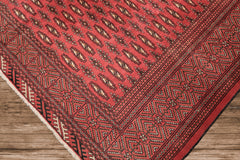 6x9 Rose, Ivory, Charcoal Color Hand Knotted Turkmen Wool Traditional Oriental Rug