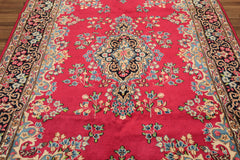 7x10 Fuschia, Midnight Blue, Aqua Color Hand Knotted Kerman Wool Traditional Oriental Rug