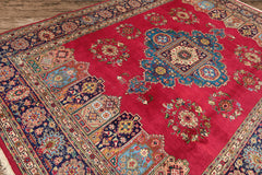 8x11 Coral, Navy, Ivory Color Hand Knotted Tabriz Wool Traditional Oriental Rug
