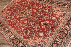 7x10 Rust, Charcoal, Pink Color Hand Knotted Sarouk Wool Traditional Oriental Rug