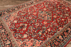 7x10 Rust, Charcoal, Pink Color Hand Knotted Sarouk Wool Traditional Oriental Rug