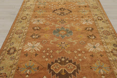 6x9 Caramel, Pistachio, Brown Color Hand Knotted Oushak Wool Traditional Oriental Rug
