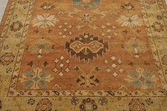6x9 Caramel, Pistachio, Brown Color Hand Knotted Oushak Wool Traditional Oriental Rug