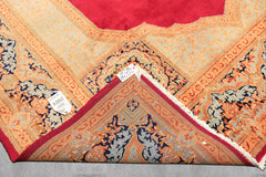 9x12 Ruby Red, Aqua, Navy Color Hand Knotted Kerman Wool Traditional Oriental Rug