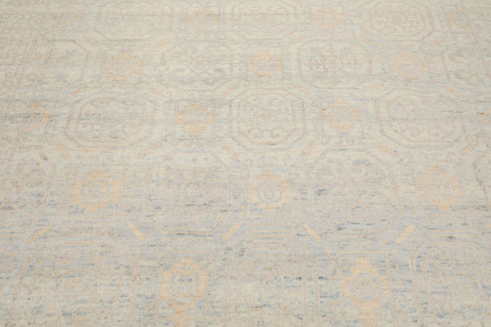 8x10 Gray, Beige, Blue Color Hand Knotted Oushak Wool Transitional Oriental Rug