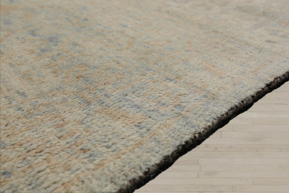 8x10 Gray, Beige, Blue Color Hand Knotted Oushak Wool Transitional Oriental Rug