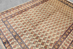 7x10 Beige, Camel, Blue Color Hand Knotted Birjand Wool Traditional Oriental Rug