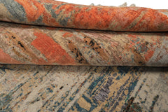 Knotted Rug Beige Coral Hand Knotted 8'x10' Sherpa Modern Contemporary Wool and Silk Oriental Area Rug