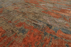 Knotted Rug Beige Coral Hand Knotted 8'x10' Sherpa Modern Contemporary Wool and Silk Oriental Area Rug