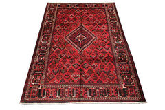7x10 Burgundy, Charcoal, Ivory Color Hand Knotted Meimeh Wool Traditional Oriental Rug