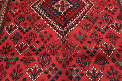 7x10 Burgundy, Charcoal, Ivory Color Hand Knotted Meimeh Wool Traditional Oriental Rug