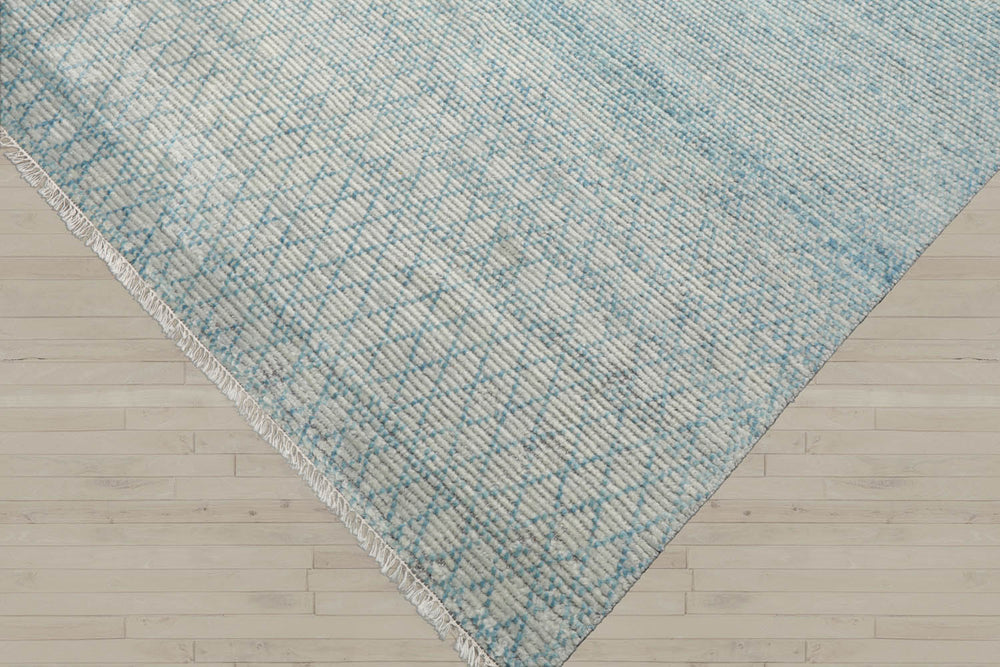 9x12 Ivory, Aqua, Color Hand Knotted Wool Contemporary Oriental Rug