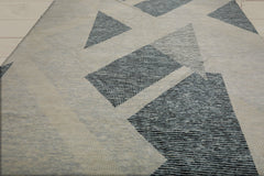 9x12 Ivory, Gray, Blue Color Hand Knotted Tibetan 100% Wool Modern Oriental Rug