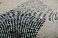 9x12 Ivory, Gray, Blue Color Hand Knotted Tibetan 100% Wool Modern Oriental Rug