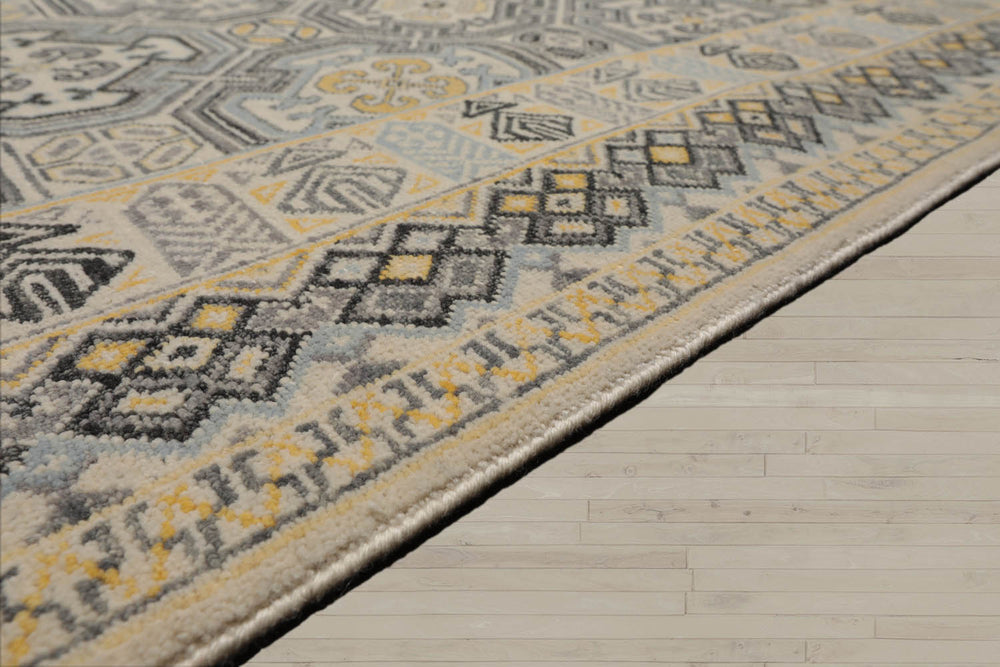9x12 Ivory, Gray, Blue Color Hand Knotted Wool Transitional Oriental Rug