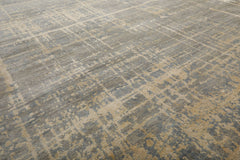 Knotted Rug Slate Gray Hand Knotted 9'x12' Tibetan Sherpa Modern Contemporary Wool and Silk Oriental Area Rug