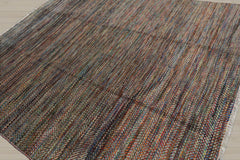 8x10 Gray, Blue, Orange Color Hand Knotted Wool Modern Oriental Rug
