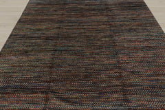 8x10 Gray, Blue, Orange Color Hand Knotted Wool Modern Oriental Rug