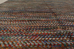 8x10 Gray, Blue, Orange Color Hand Knotted Wool Modern Oriental Rug