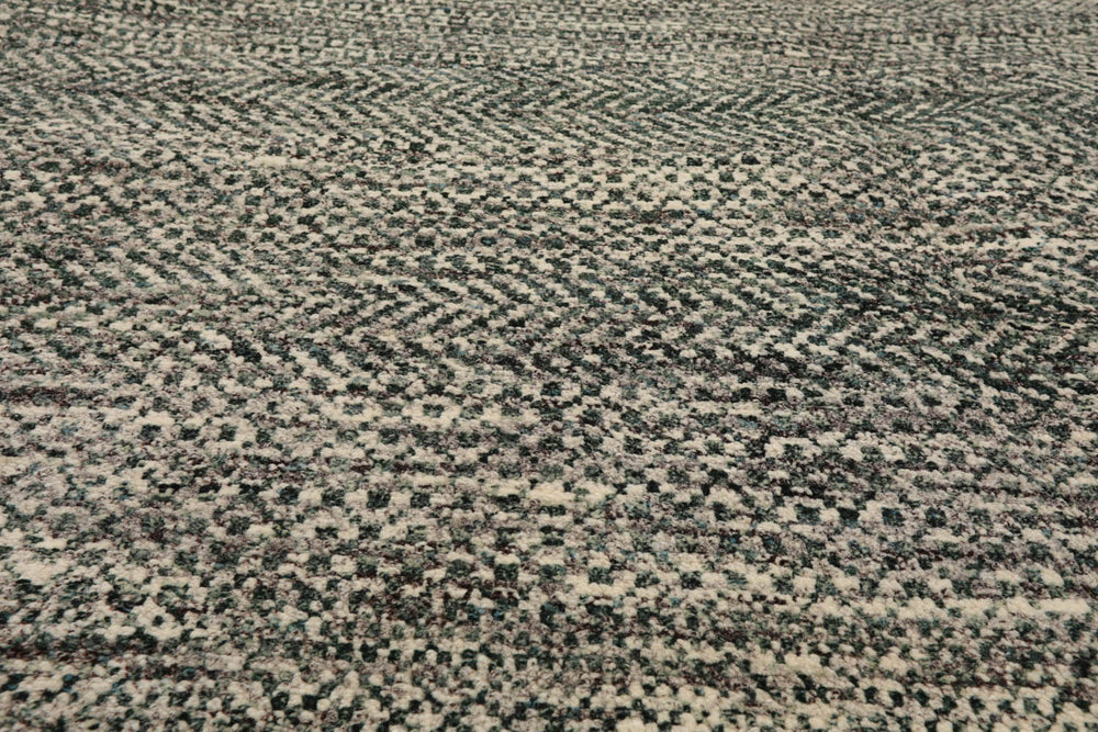8x10 Ivory, Gray, Green Color Hand Knotted Wool Contemporary Oriental Rug