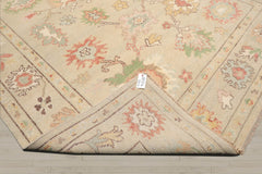 Multi Size Beige Ivory Aqua Color Hand Knotted Oushak Wool Oriental Rug
