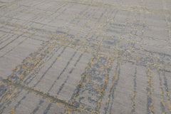 Knotted Rug Gray Beige Hand Knotted Multi Size Wool and Silk Sherpa Modern Rugs