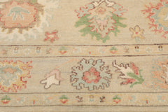 Multi Size Beige Ivory Aqua Color Hand Knotted Oushak Wool Oriental Rug