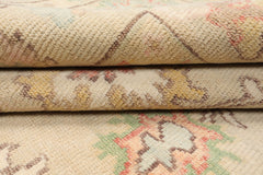 Multi Size Beige Ivory Aqua Color Hand Knotted Oushak Wool Oriental Rug
