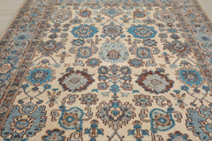 Multi Size Beige Gray Aqua Color Hand Knotted Oushak Wool Oriental Rug