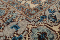 Multi Size Beige Gray Aqua Color Hand Knotted Oushak Wool Oriental Rug