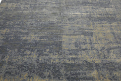 Knotted Rug Slate Gray Hand Knotted 8'x10' Tibetan Sherpa Modern Contemporary Wool and Silk Oriental Area Rug