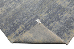 Knotted Rug Slate Gray Hand Knotted 8'x10' Tibetan Sherpa Modern Contemporary Wool and Silk Oriental Area Rug